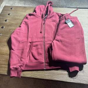 New Snipes Burgundy Full Zip Hoodie and Sweatpants Tracksuit Set - Size L